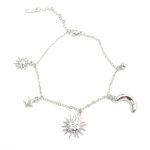 Ατσάλινη αλυσίδα ποδιού με ήλιο, αστέρι και φεγγάρι