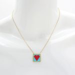 Ατσάλινο κολιέ καρδιά από χάντρες μακραμε