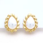 Σκουλαρίκια κλιπ με μεγάλη πέρλα ατσάλινα σκουλαρίκια γυναικεία