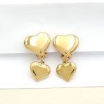 Κρεμαστά σκουλαρίκια κλιπ με καρδιά χρυσά σκουλαρίκια δώρο αγάπης