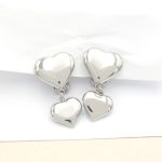 Ασημί σκουλαρίκια με κλιπ Love Swing από ανοξείδωτο ατσάλι με διπλές καρδιές