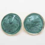 Πράσινα σκουλαρίκια με χρυσό περίγραμμα