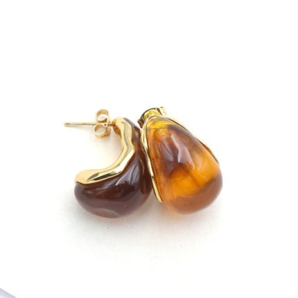 Ατσάλινα μπλε σκουλαρίκια amber drops σταγόνες