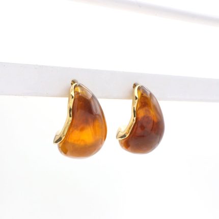 Ατσάλινα μπλε σκουλαρίκια amber drops σταγόνες