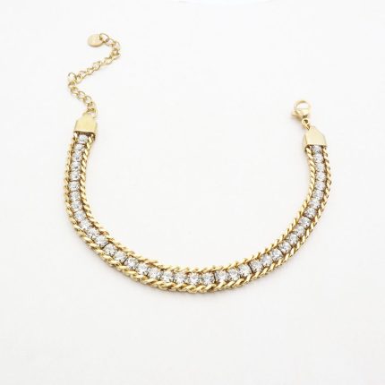 Ατσάλινο βραχιόλι ριβιέρα, αλλιώς και tennis bracelet, σε χρυσό χρώμα
