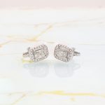 μικρά σκουλαρίκια με κλιπ και στρας ασημί