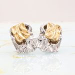 Δίχρωμα ασημί και χρυσό σκουλαρίκια με κλιπ