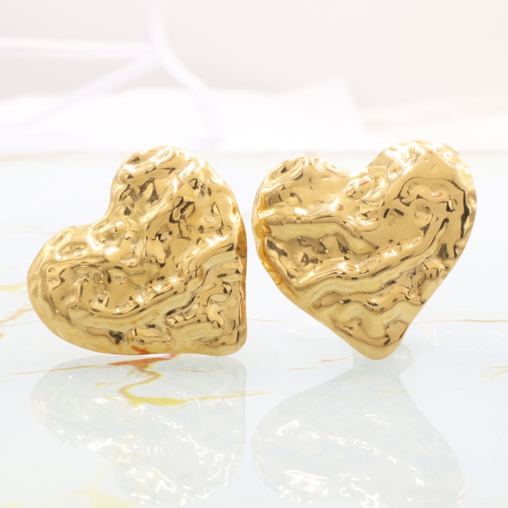 Ατσάλινα  σκουλαρίκια καρδιές σαν σφυρήλατες με κούμπωμα κλιπ Ατσάλινα  σκουλαρίκια καρδιές σαν σφυρήλατες με κούμπωμα κλιπ