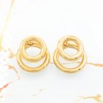 Ατσάλινα σκουλαρίκια Double Hoop, χρυσό