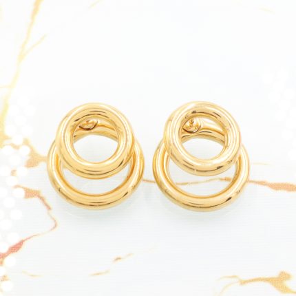 Ατσάλινα σκουλαρίκια Double Hoop, χρυσό