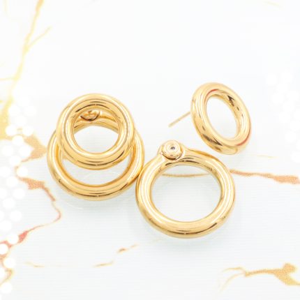 Ατσάλινα σκουλαρίκια Double Hoop, χρυσό