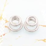 ατσάλινα σκουλαρίκια double hoop ασημί