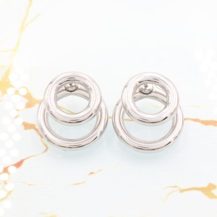 ατσάλινα σκουλαρίκια double hoop ασημί