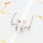 Ατσάλινα σκουλαρίκια Diplo σε ασημί χρώμα, διακοσμημένα με λευκά στρας.