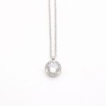 Κοντό ατσάλινο κολιέ με στρογγυλό κρύσταλλο ασημί