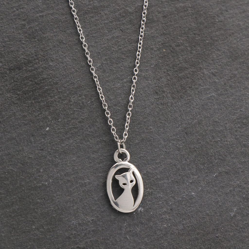 Κολιέ με γάτα ασημί Κολιέ με γάτα ασημί