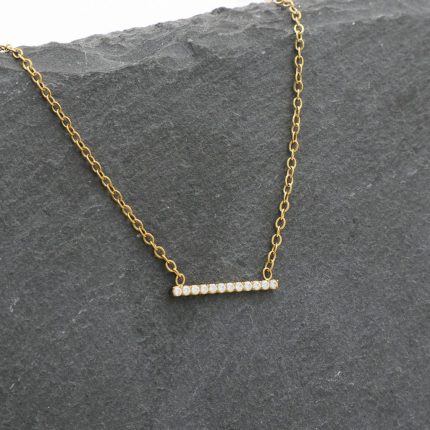 Ατσάλινο κολιέ με γραμμή από στρας