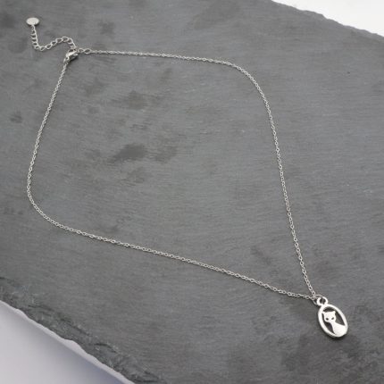 Κολιέ με γάτα ασημί