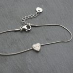Ατσάλινο βραχιόλι με καρδιά από στρας
