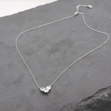 Ατσάλινο κολιέ με καρδιά απο κρύσταλλα