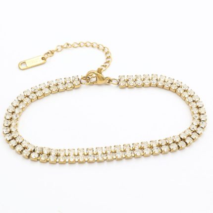 Ατσάλινο βραχιόλι ριβιέρα, αλλιώς και tennis bracelet, σε χρυσό χρώμα