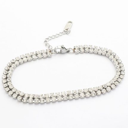 Ατσάλινο βραχιόλι ριβιέρα, αλλιώς και tennis bracelet, σε ασημί χρώμα