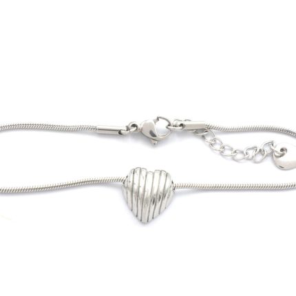 Ατσάλινο βραχιόλι με καρδιά lovely ασημί