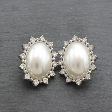 ατσάλινα σκουλαρίκια με κλιπ και περλα