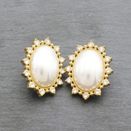 ατσάλινα σκουλαρίκια με κλιπ και περλα