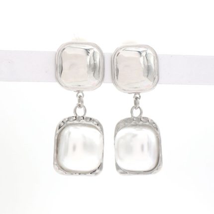 Κρεμαστά ατσάλινα σκουλαρίκια με κούμπωμα κλιπ και πέρλα