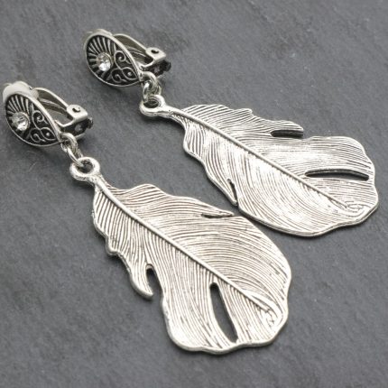 Bohemian κρεμαστά σκουλαρίκια με κλιπ Phylo, με σχήμα σταγόνας