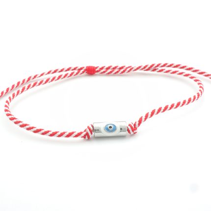 Βραχιόλι μαρτάκι με ατσάλι και μάτάκι κυλινδρος ασημί